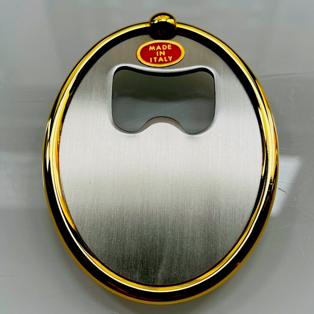 MADE IN ITALY ELEGANT & DECORATIVE BOTTLE OPENER. SILVER W GOLD TRIM. NWOT.